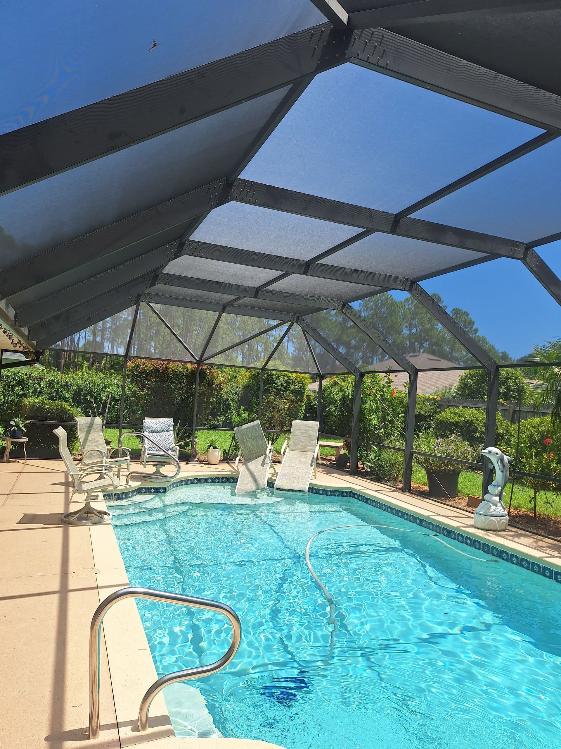 Completed pool cage rescreening by D.R. Screening in Palm Coast FL