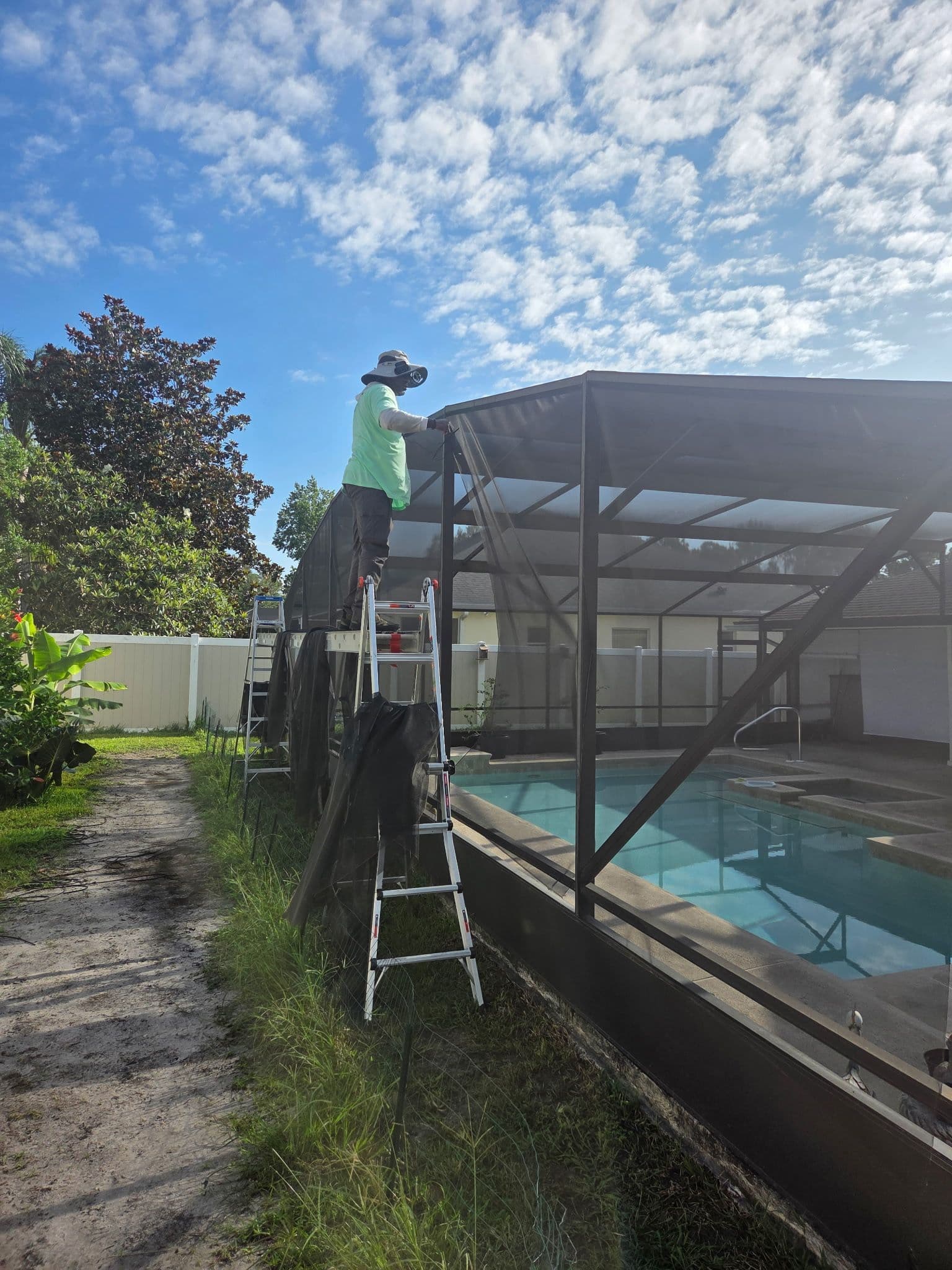 Lanai screen repair completed by D.R. Screening